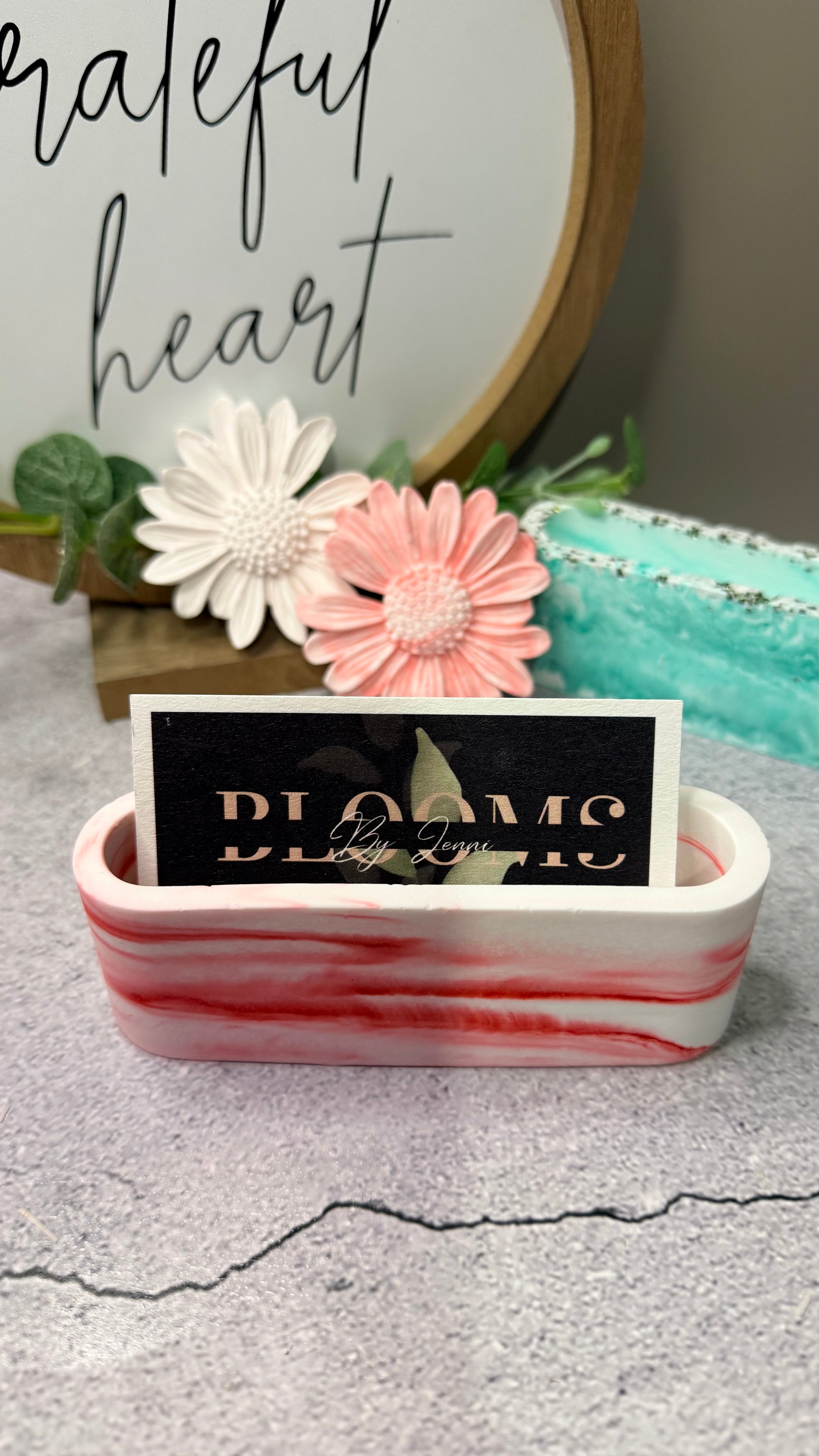 Red Marble Card Holder