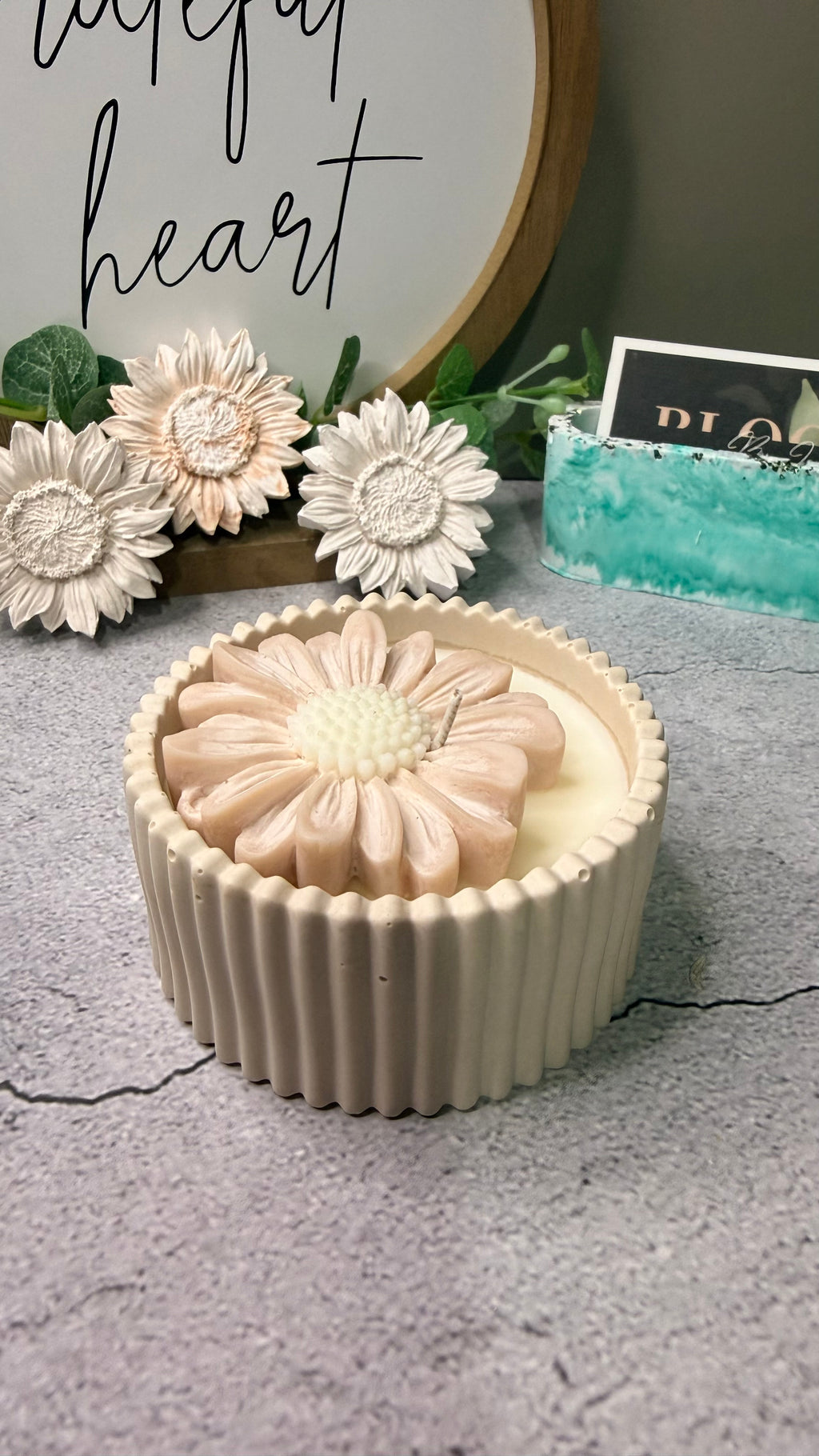 Mini Blush Pink Bloom Candle: Fig Scent