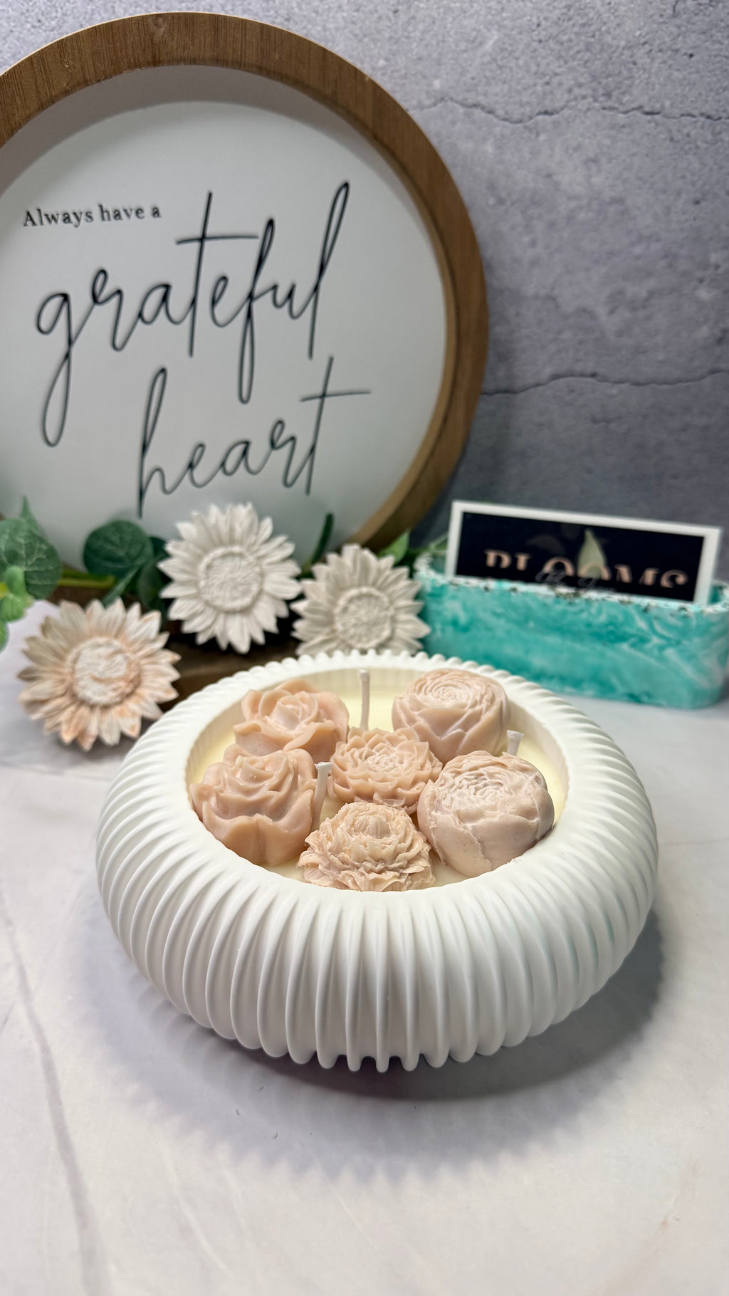Plush Pink Floral Bloom Candle
