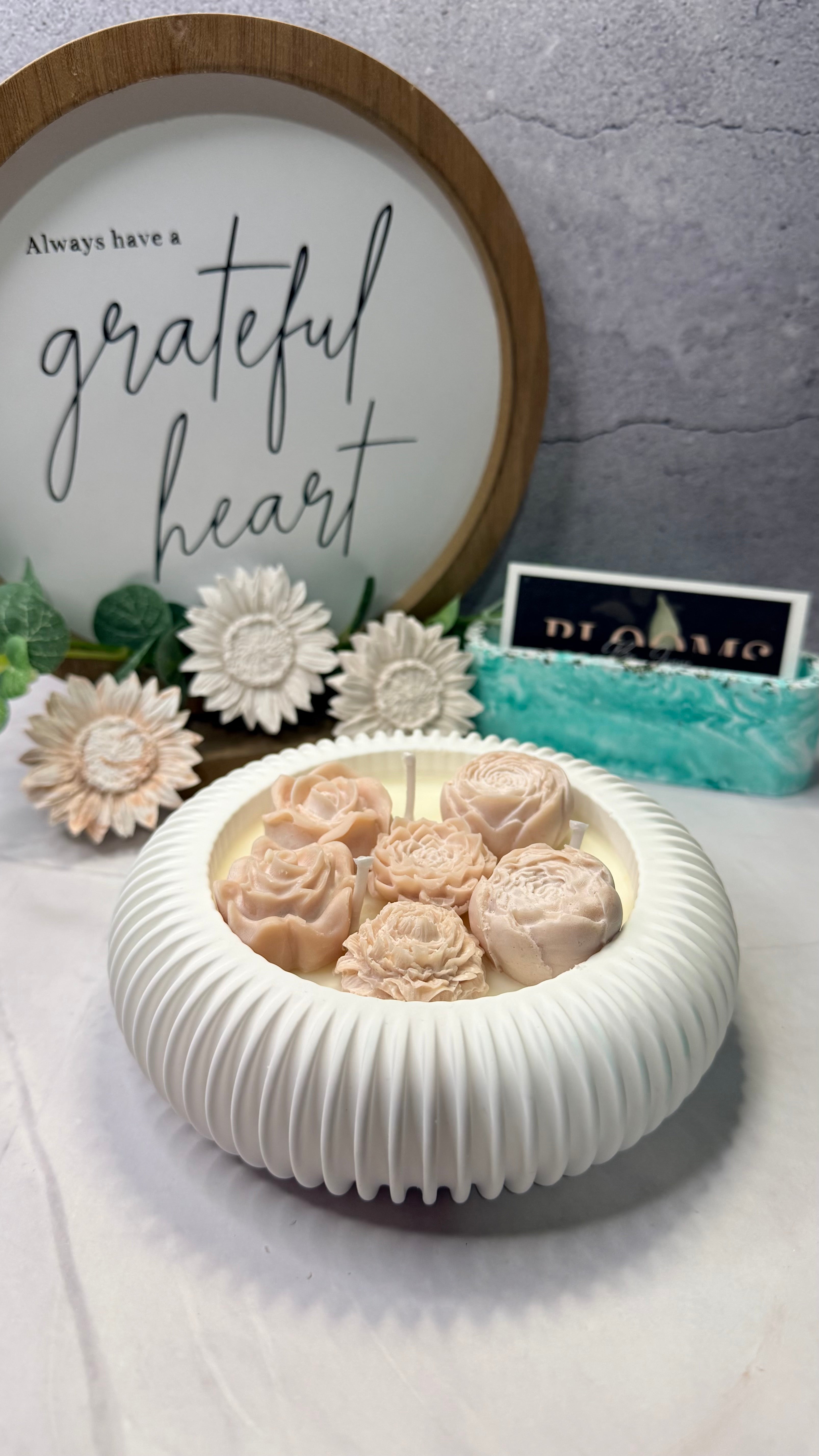 Plush Pink Floral Bloom Candle