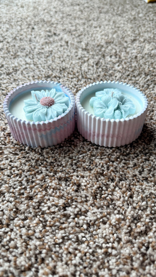 Baby Blue Bloom Candle Set