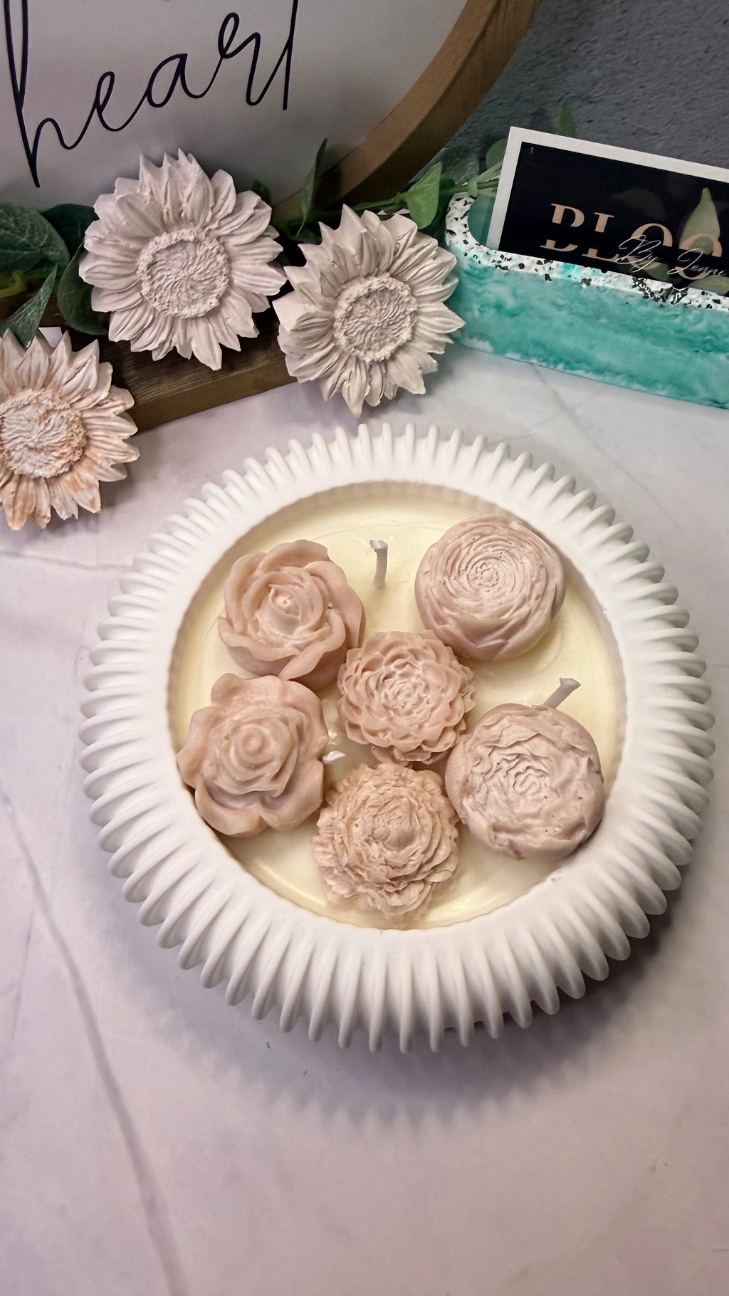 Plush Pink Floral Bloom Candle